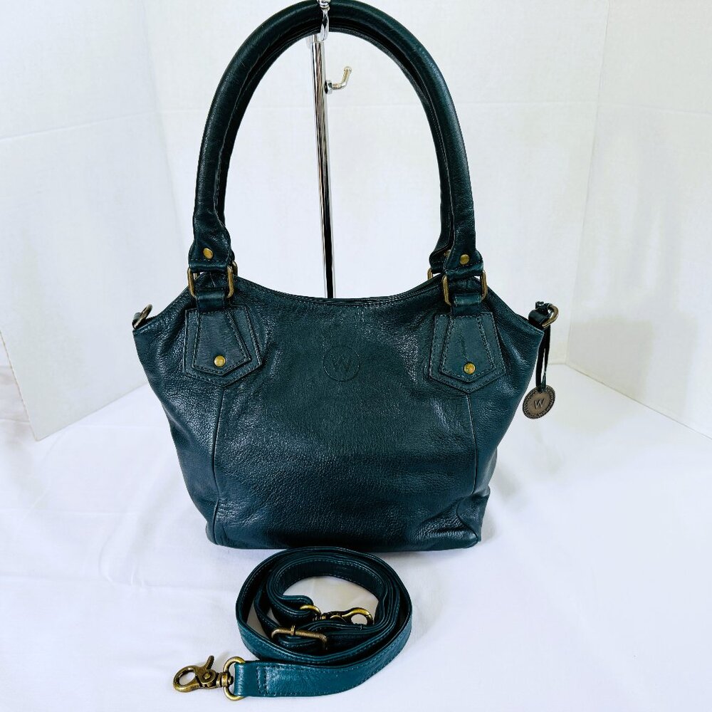 Wanderers Travel Co Ostuni Crossbody + Top Handles Teal-Green Leather Slouchy